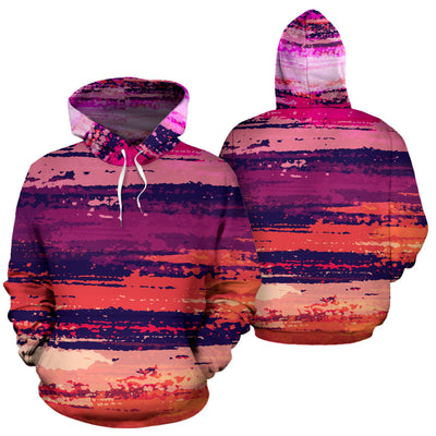 Pink Purple Abstract Stripes Hoodie