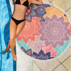 Colorful Floral Mandalas Round Beach Blanket