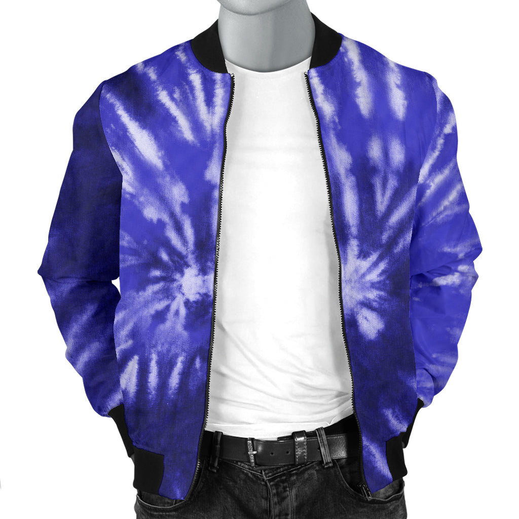 Mens Royal Blue Tie Dye Bomber Jacket