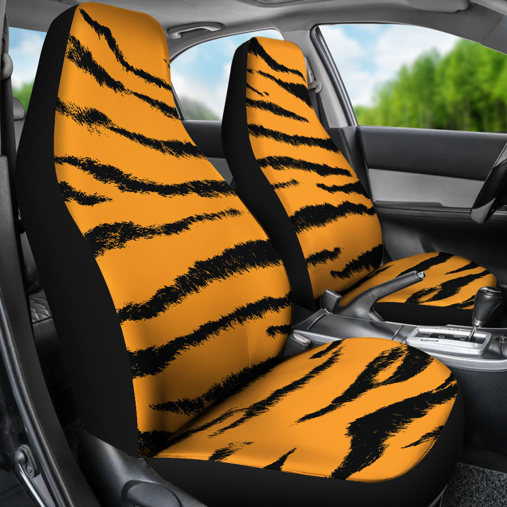 Orange Tiger Print Car Seat Covers