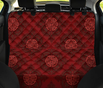 Red Oriental Car Back Seat Pet Cover