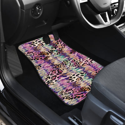 Pink Stripe Animal Print Car Floor Mats