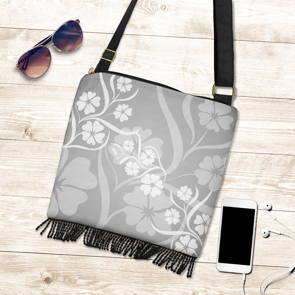 Grey Floral Crossbody Bag