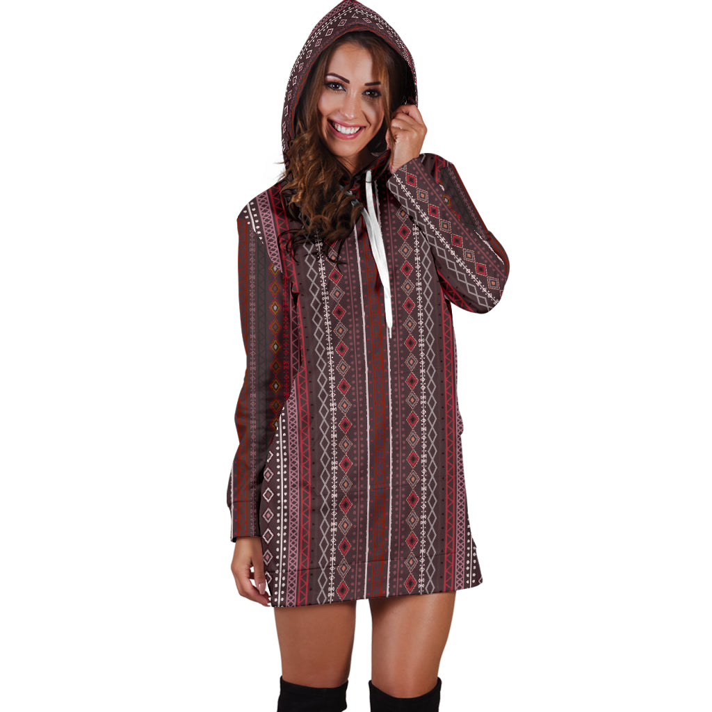 Red Boho Stripes Womens Hoodie Dress