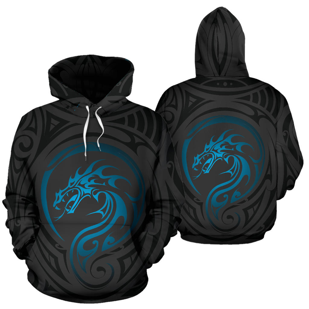 Blue Maori Dragon Hoodie