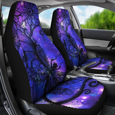 Purple Floral Dragonfly Car Seat Covers
