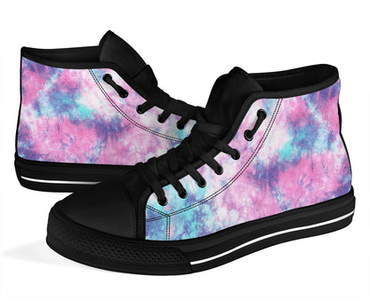 Pink Cotton Candy Tie Dye Print High Top Shoes
