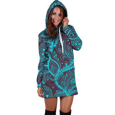 Teal Decor Womens Hoodie Dress