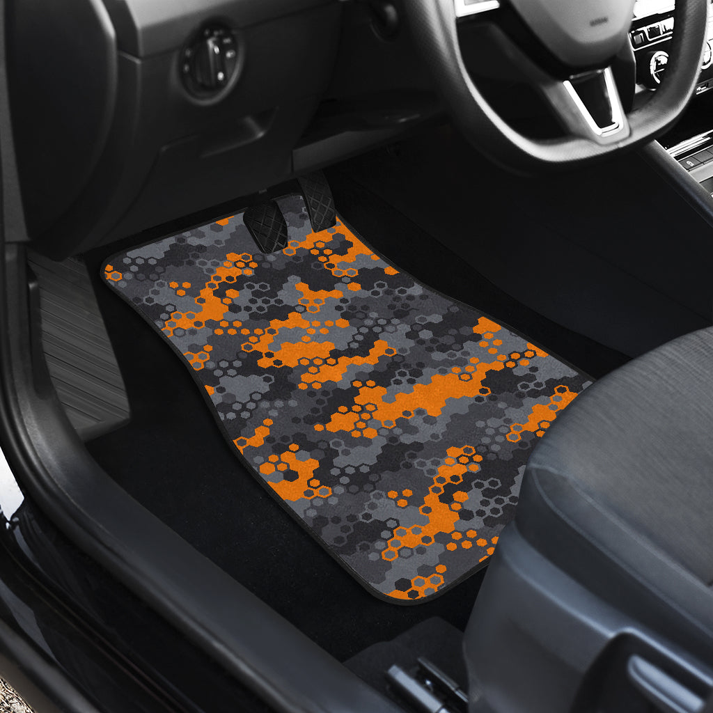 Orange Abstract Camouflage Car Floor Mats
