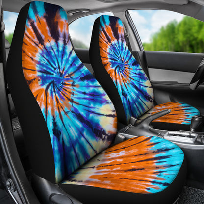 Blue & Orange Tie Dye Print Car Seat Covers