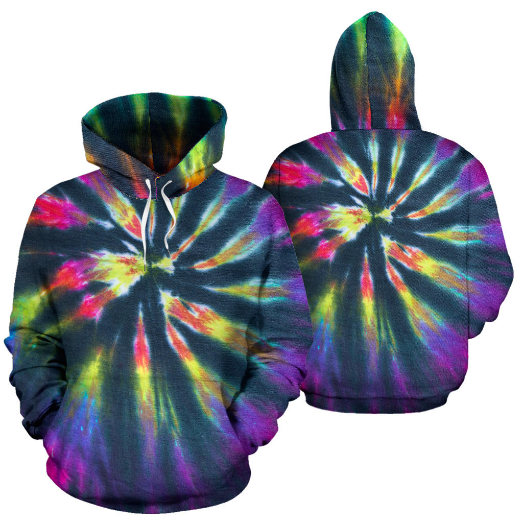 Colorful Neon Tie Dye Print Hoodie