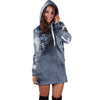 Grey Abstract Feathers Womens Hoodie Dress