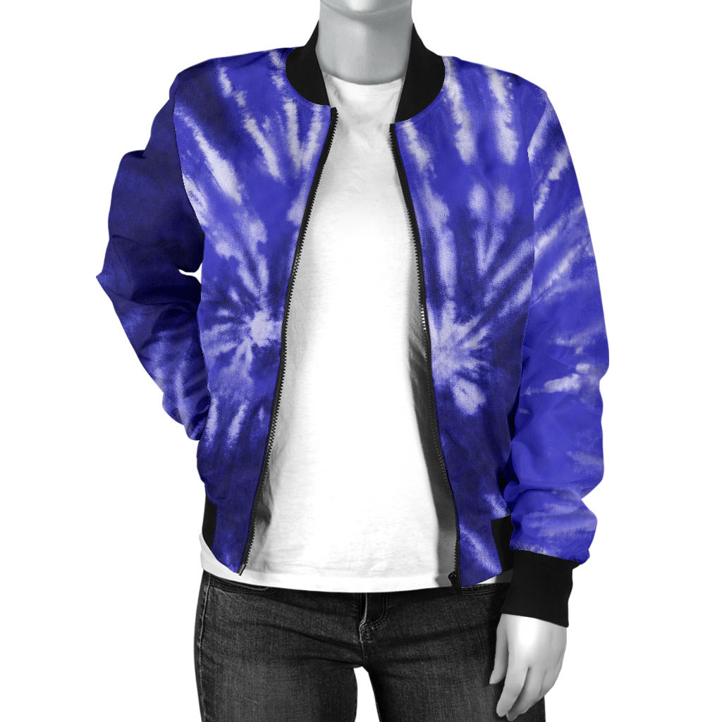 Womens Royal Blue Tie Dye Bomber Jacket