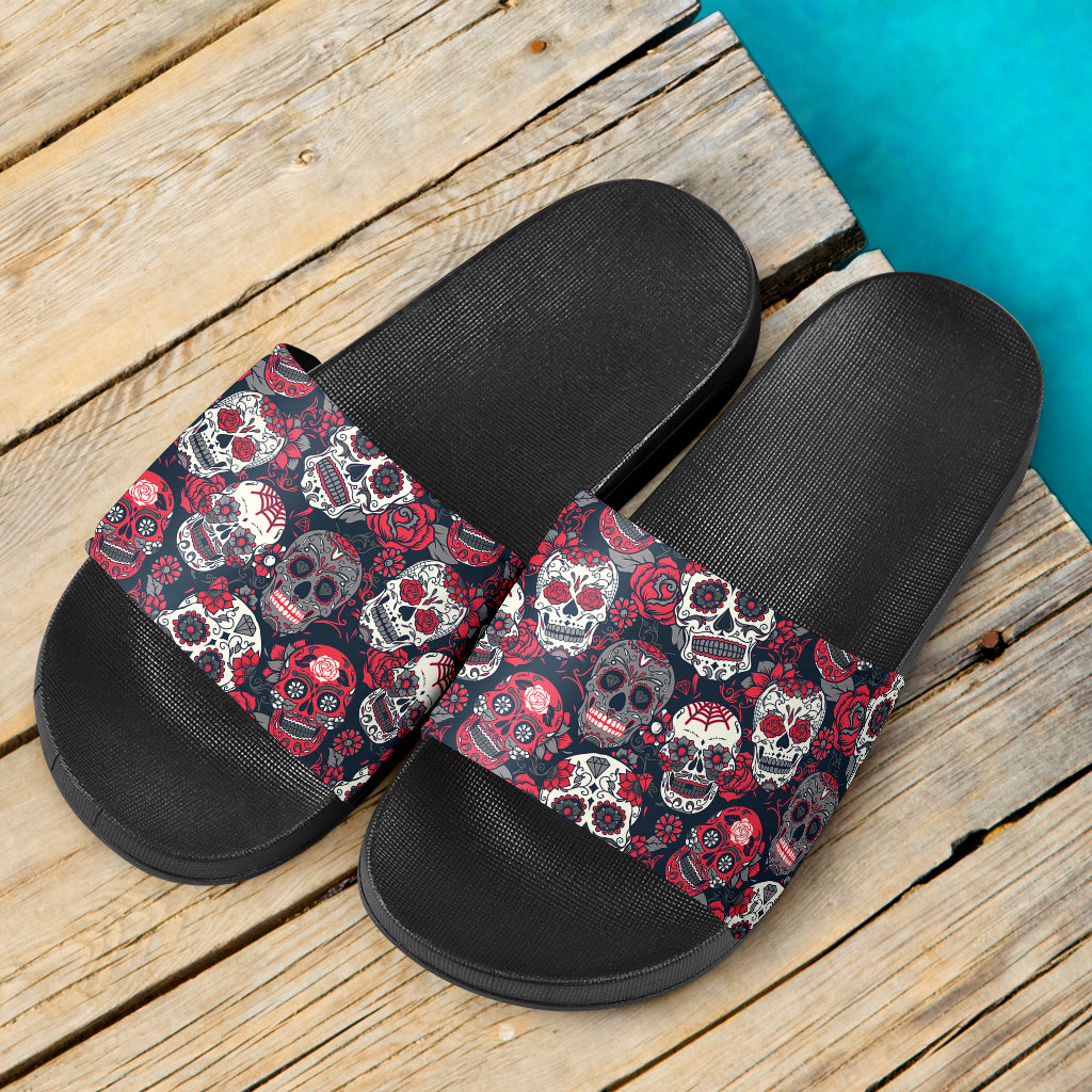 Sugar Skulls & Roses Slide Sandals