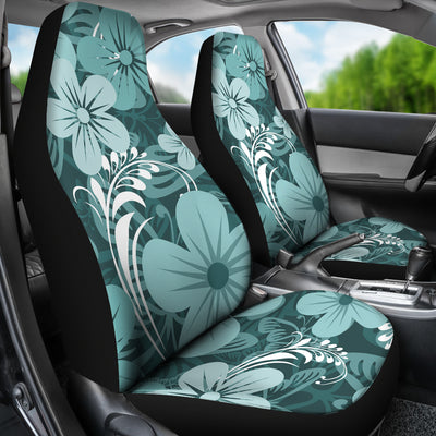 Light Green Teal Aloha Flowers Car Seat Covers