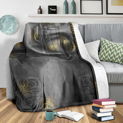 Gold Buddha Face Decor Blanket