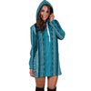 Teal Green Boho Stripes Womens Hoodie Dress