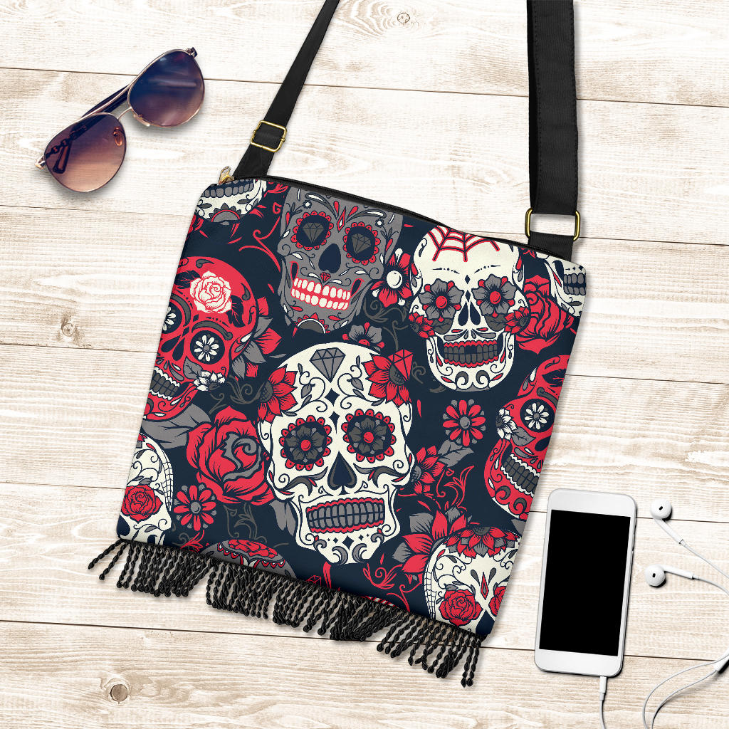 Sugar Skulls & Roses Crossbody Bag