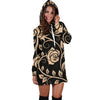 Tan Roses Decor Womens Hoodie Dress