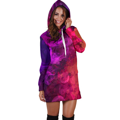 Red & Purple Smoke Womens Hoodie Dress