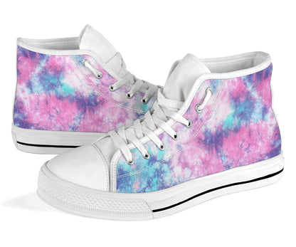 Pink Cotton Candy Tie Dye Print High Top Shoes