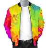 Mens Colorful Paint Splatter Abstract Art Bomber Jacket