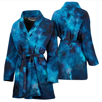 Womens Blue Tie Dye Grunge Bath Robe