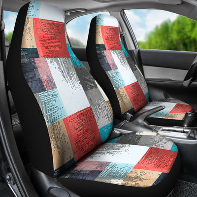 Red White Abstract Blocks Car Seat Covers