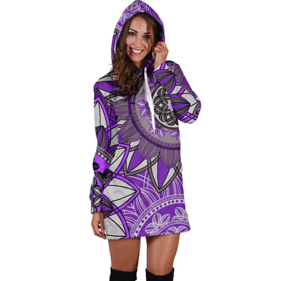 Purple Floral Flowers Womens Hoodie Dress