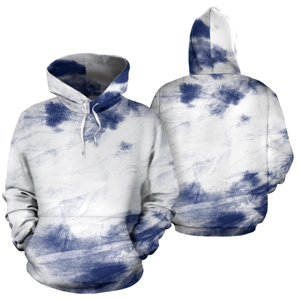 Blue White Tie Dye Grunge Hoodie