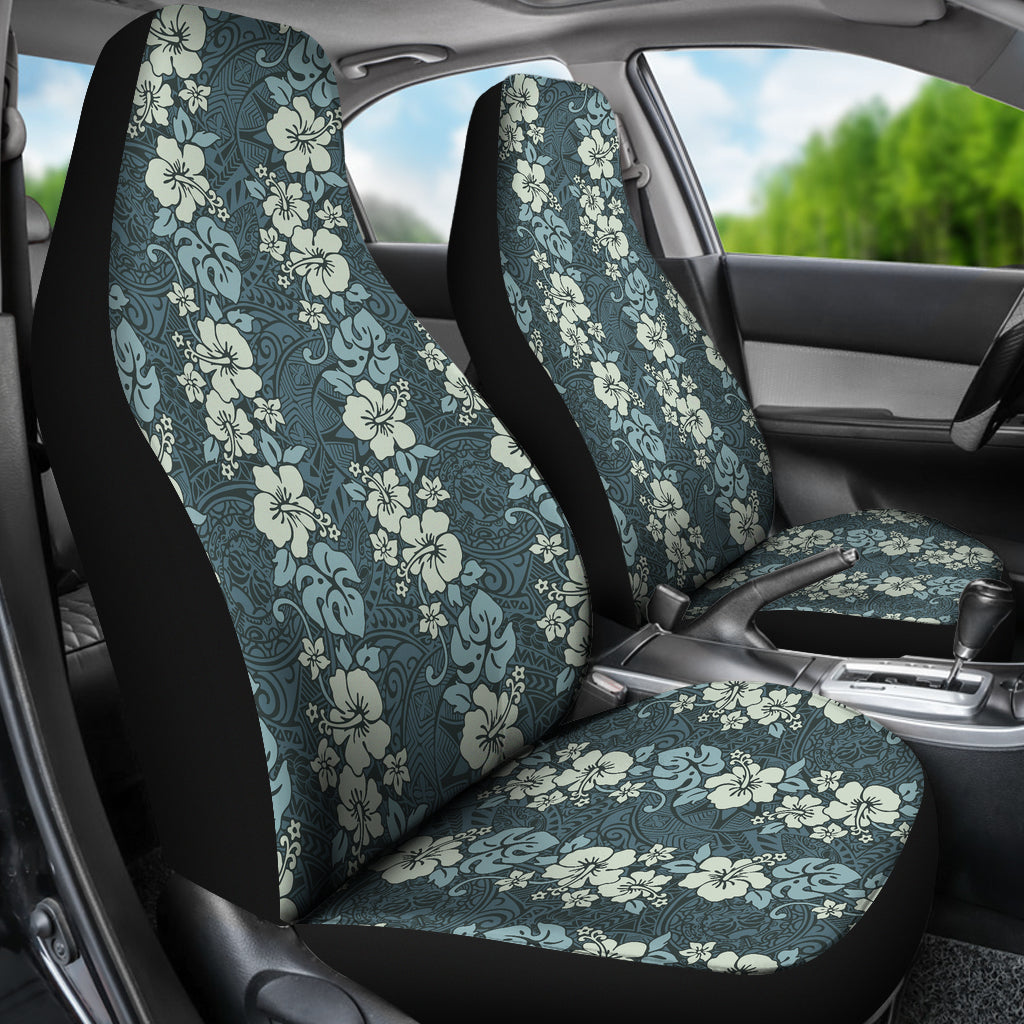 Green Floral Tribal Polynesian Car Seat Covers