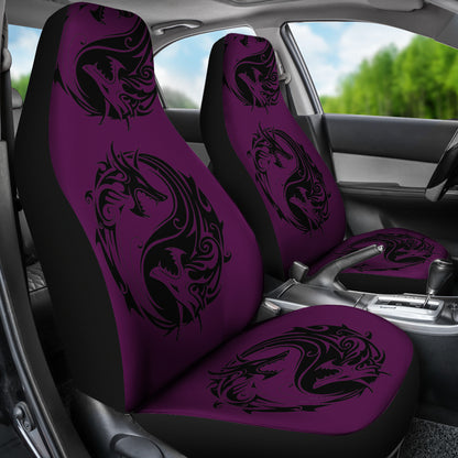 Purple Yin Yang Dragons Car Seat Covers