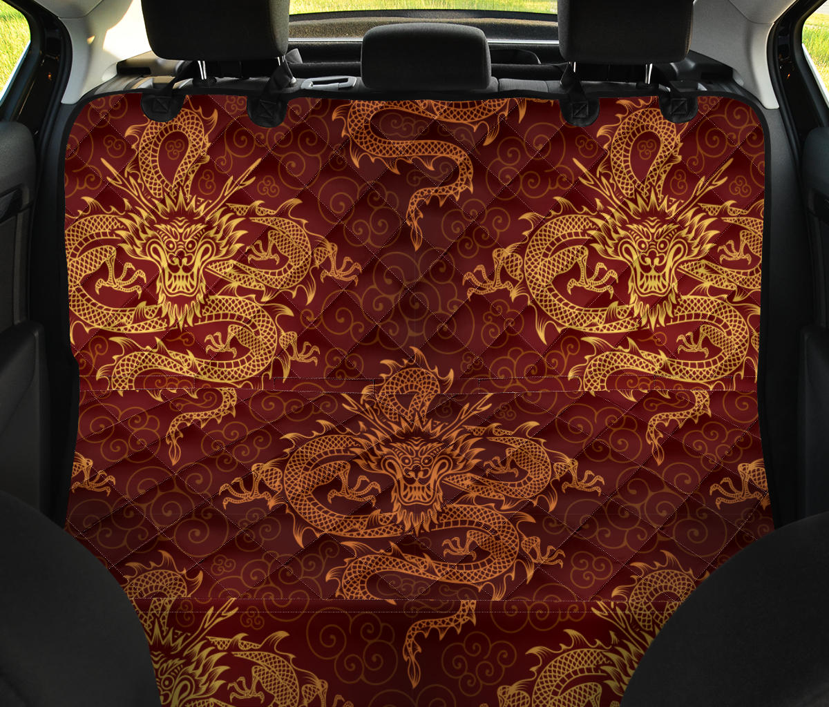 Red Dragon Car Back Seat Pet Cover