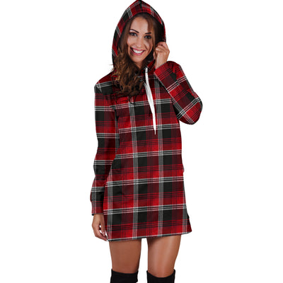 Red Plaid Womens Hoodie Dress