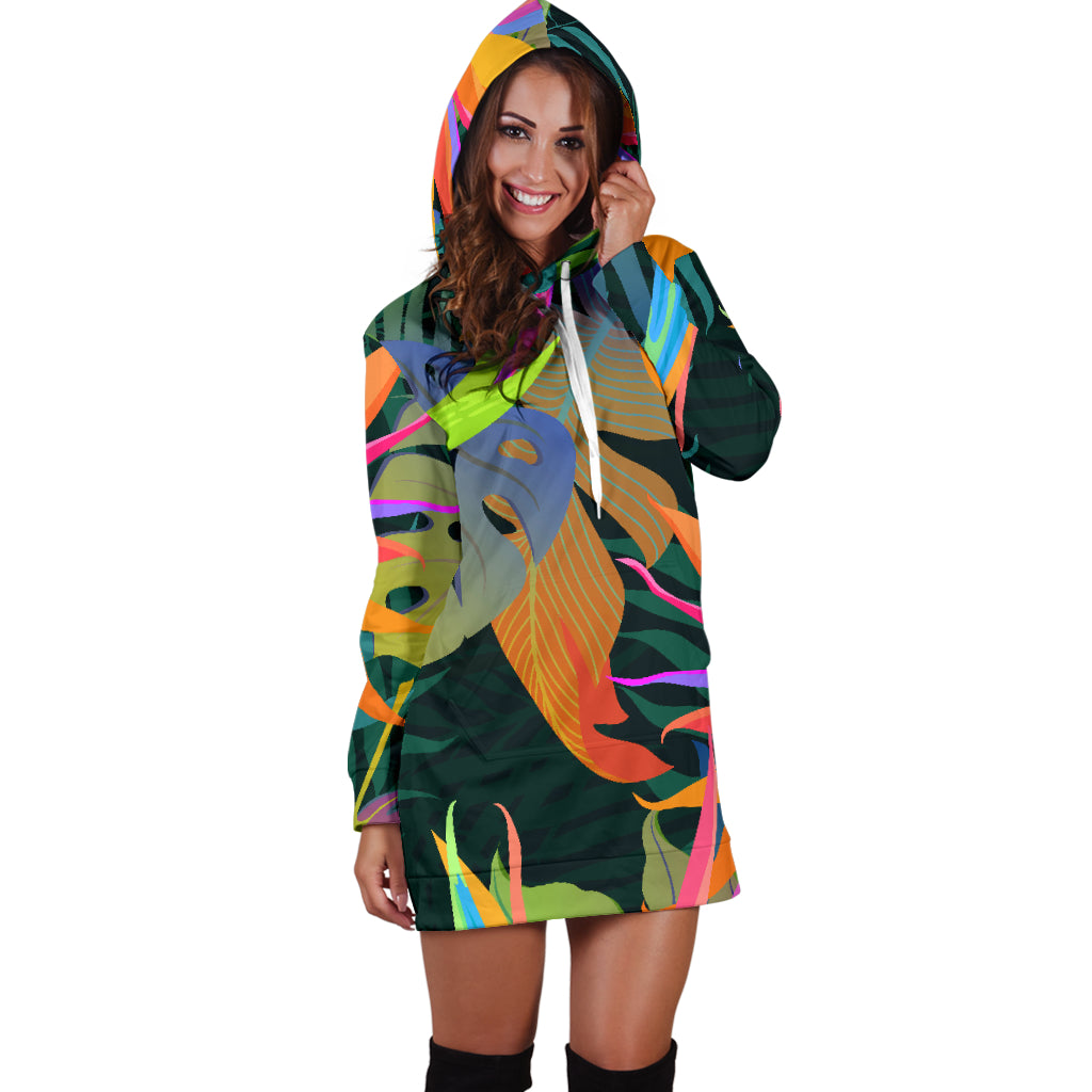 Colorful Plants Womens Hoodie Dress