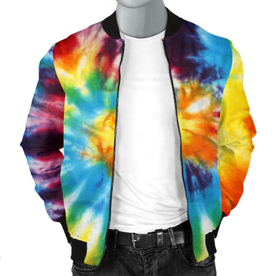 Mens Colorful Tie Dye Abstract Art Bomber Jacket