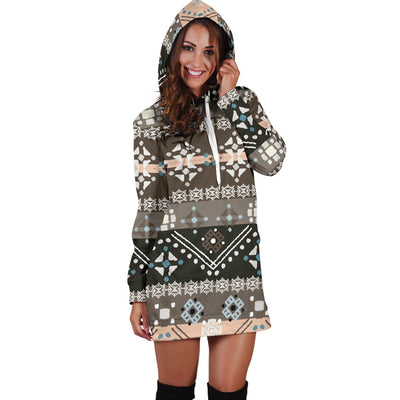 Brown Ethnic Womens Hoodie Dress