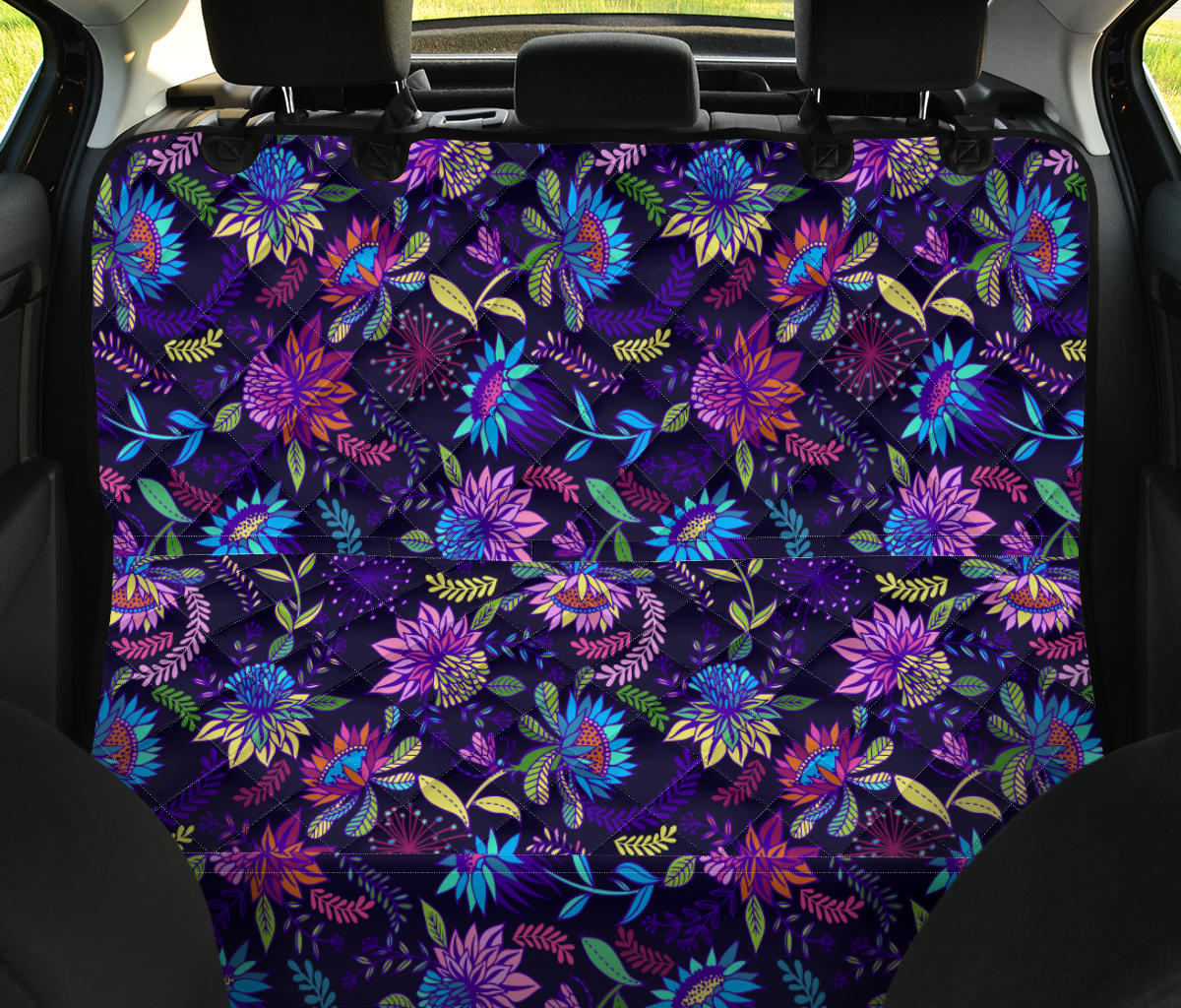 Purple Flowers Car Back Seat Pet Cover