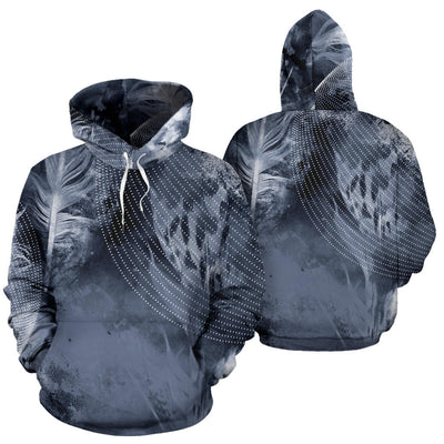 Grey Abstract Feathers Hoodie