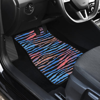 Blue Orange Abstract Stripes Car Floor Mats