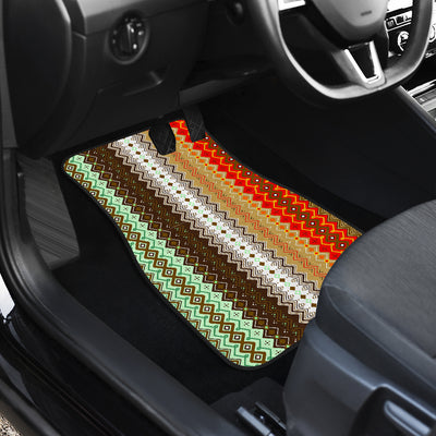 Brown Orange Ethnic Stripes Car Floor Mats