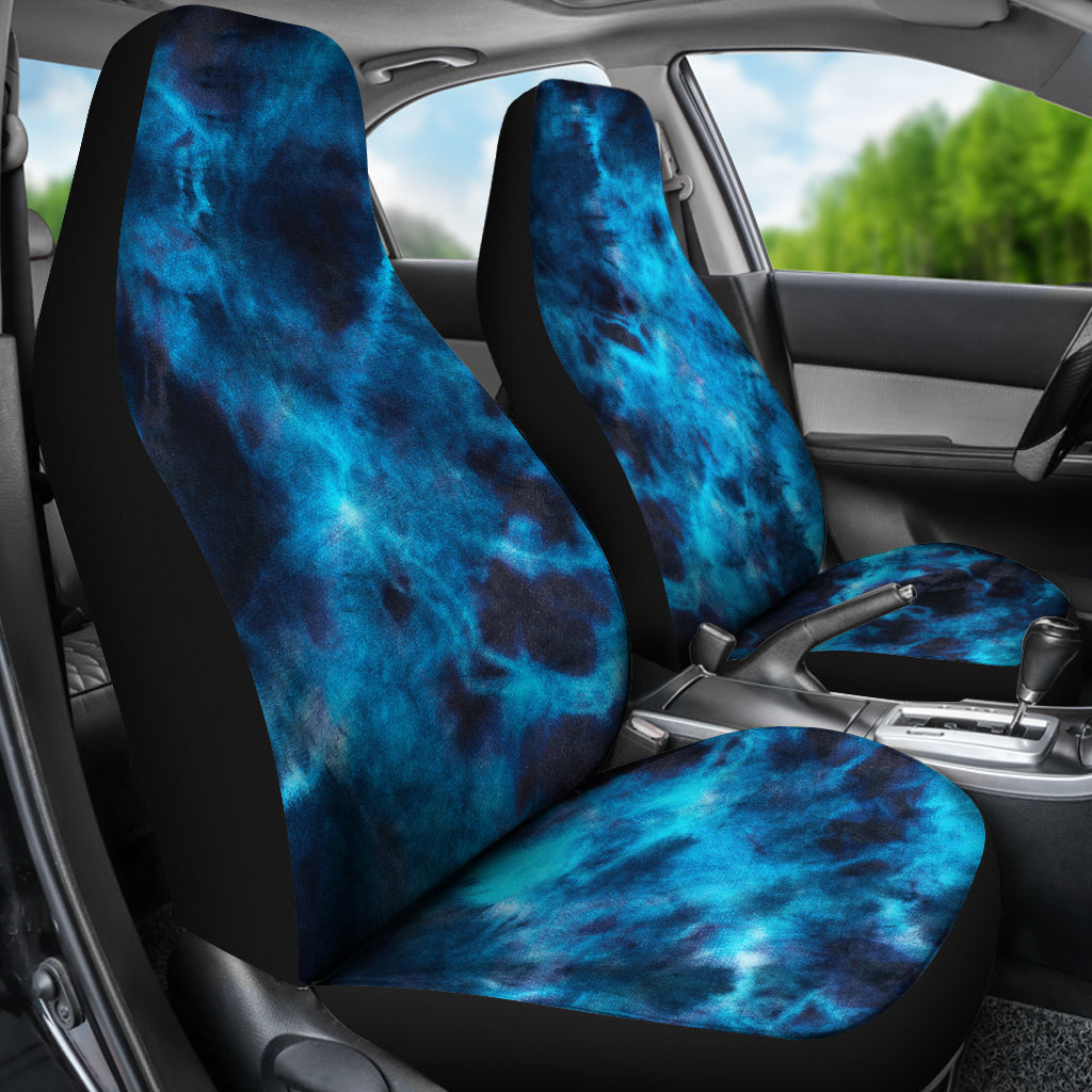 Blue Grunge Tie Dye Print Car Seat Covers