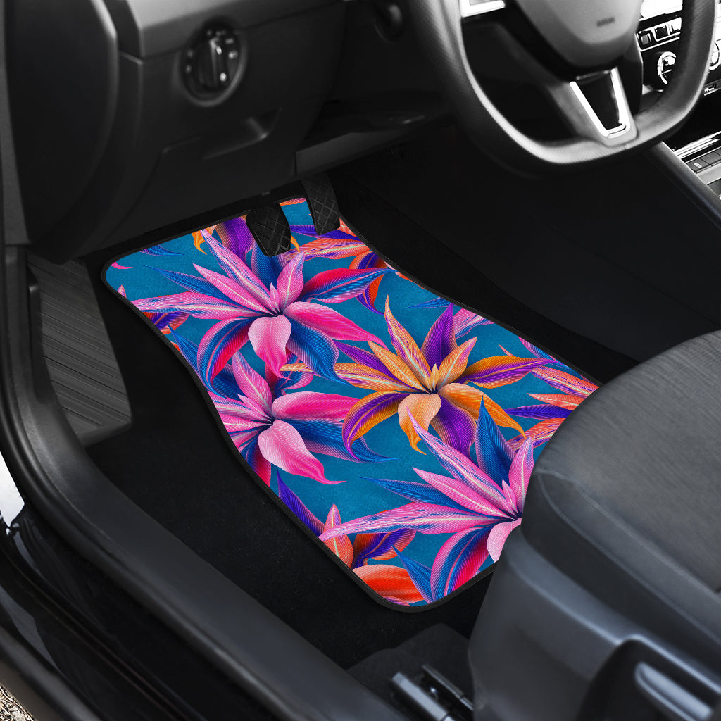 Blue Pink Floral Car Floor Mats