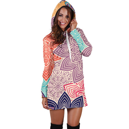 Colorful Floral Mandalas Womens Hoodie Dress