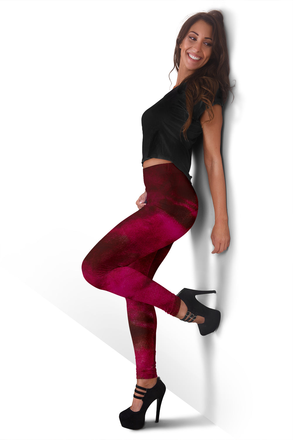 Red Tie Dye Grunge Leggings