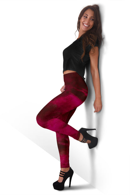 Red Tie Dye Print Grunge Leggings