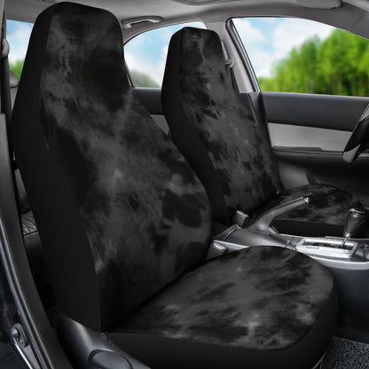 Dark Grey Grunge Tie Dye Print Car Seat Covers