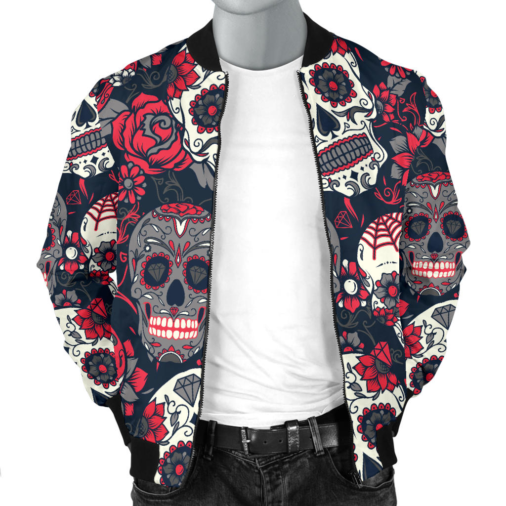 Mens Sugar Skulls & Roses Bomer Jacket