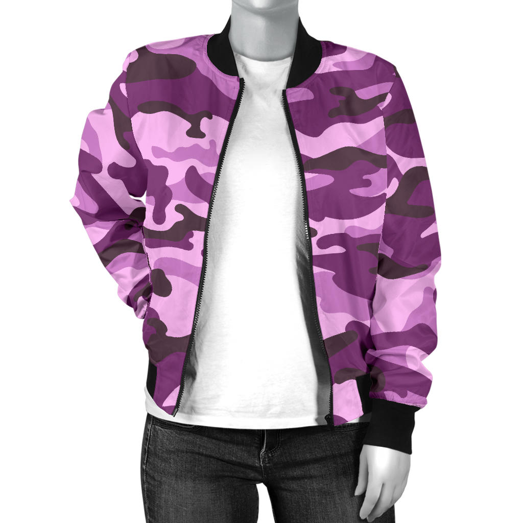 Womens Purple Camouflage Bomber Jacket