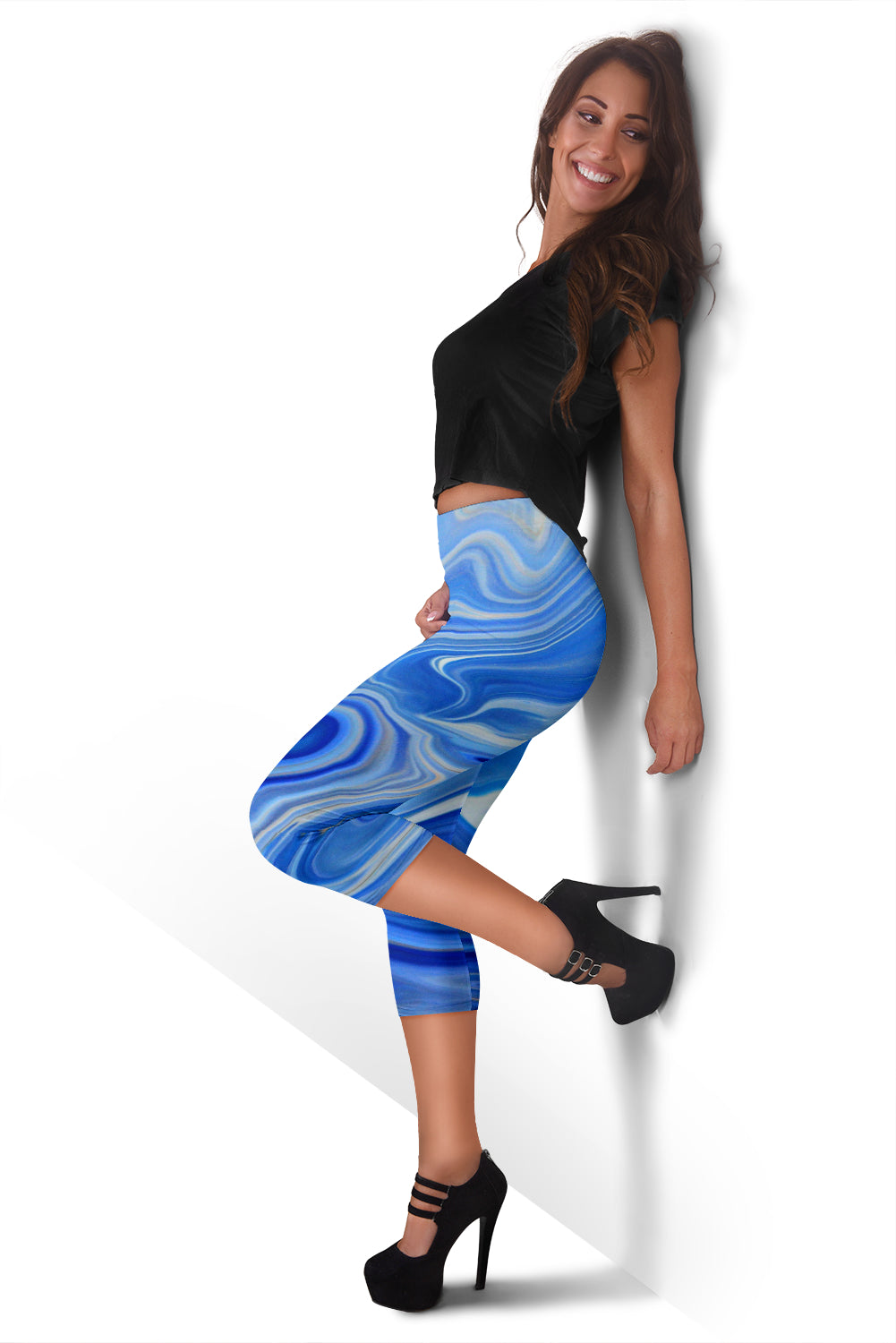 Blue Marble Capri Leggings